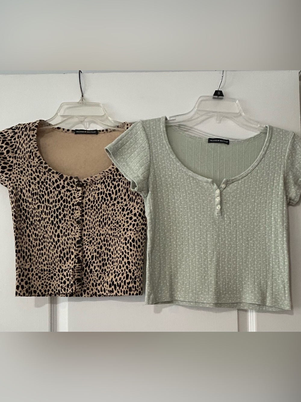 Brandy Melville Bundle of 2 Ribbed Button Up Crop Top Baby Tees